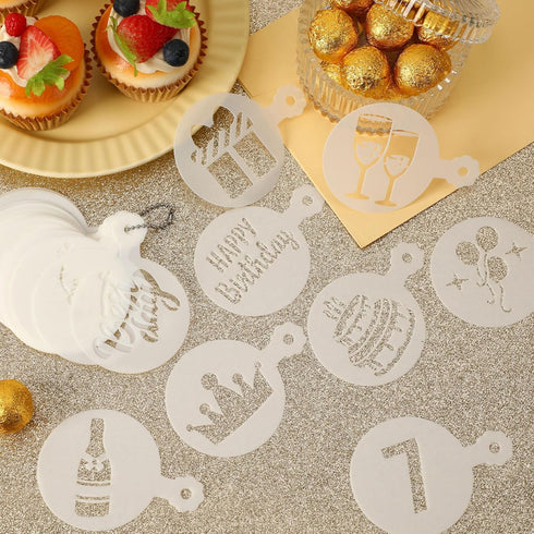 JULBEAR Birthday Cookie Stencils, 36 Pieces Reusable Coffee Decoration Stencils Templates Tools for Cookies Baking Painting Dessert Decoration DIY...