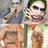 5 Sheets 3D Joker Tattoos Hand Face Halloween Makeup Kit, Smile Face Ghost Clown Damaged Joker Temporary Tattoo For Men Women Adults, Scary Prison...