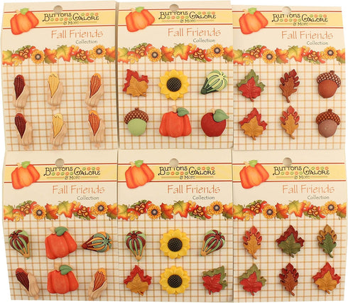 Buttons Galore Fall Friends 3D Buttons-Set of 6 Cards...