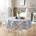 Newbridge Boho Chic Paisley Vinyl Tablecloth with Flannel Backing, 70 Inch Round, Blue Red and Pink Floral Print, Wipe Clean Table Cover for Dinin...