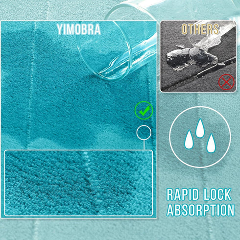 Yimobra Memory Foam Bath Mat, Super Soft Absorbent Bathroom Rug Non Slip 24x17 Inch, Quick Dry, Machine Washable Floor Carpet for Tub Shower, Home...