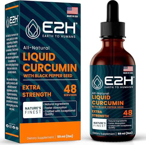 E2H Liquid Turmeric Curcumin for Better Absortion - Natural Joint Support - Turmeric Root Extract with Black Pepper Seed - Boost Your Health - Veg...