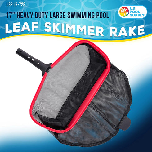 U.S. Pool Supply Professional Heavy Duty 17" Swimming Pool Leaf Skimmer Rake with Deep Net Bag - Strong Aluminum Frame for Faster Cleaning & Easie...