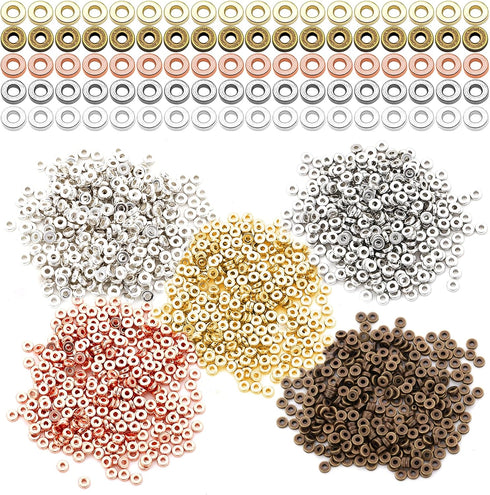 1000Pcs Flat Round Rondelle Spacer Beads for DIY Crafts, 5 Colors Disc Beads for DIY Jewelry Making, Bracelet, Necklace, Earring Crafts...