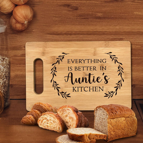 Auntie Gifts, Gifts For Auntie, Everything Is Better In Auntie's Kitchen Aunt Gift Bamboo Cutting Board Kitchen Decor, Auntie Gifts For Auntie Aun...