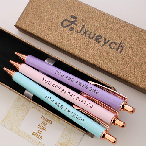 Jxueych Fancy Ballpoint Pen Appreciation Gift Set, Black Ink 1.0mm Medium Point, Thank You Gifts for Women Boss Lady Employee Coworker Teacher Off...