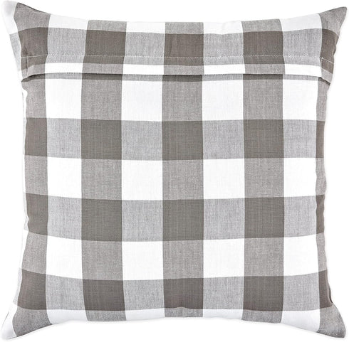 DII Decorative Square Throw Pillow Cover Collection Cotton, Machine Washable, Hidden Zipper, 18x18, Gray Gingham, 4 Piece...