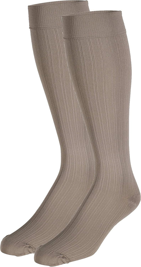 Truform Compression Socks, 15-20 mmHg, Women's Dress Socks, Knee High Over Calf Length, Tan Rib Knit, Medium...