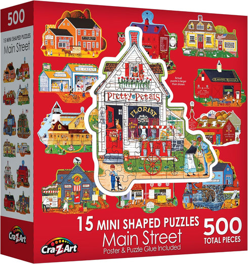 RoseArt - Mini-Shaped - Main Street - 500 Piece Jigsaw Puzzle for Adults...