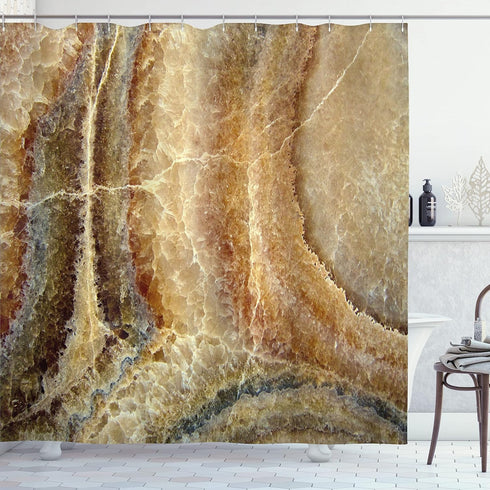 Ambesonne Marble Shower Curtain, Onyx Stone Surface Pattern Banded Variety Differing Lines Image Print, Cloth Fabric Bathroom Decor Set with Hooks...