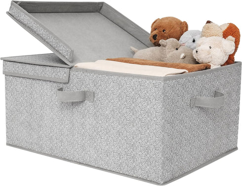 GRANNY SAYS Fabric Storage Bin with Lid, Decorative Storage Box, Extra Large Storage Baskets, Closet Organizer, Gray, 1-Pack...