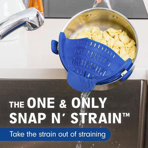 Kitchen Gizmo Snap N' Strain - Silicone Clip-On Colander, Heat Resistant Drainer for Vegetables and Pasta Noodles, Kitchen Gadgets for Bowl, Pots,...