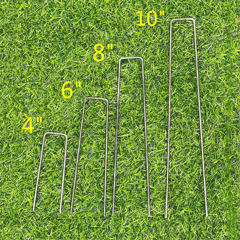 50 Pack 10x1 inch 11GA(0.12inch) Landscape Staples Garden Stakes Fence Netting Pins Ground Spikes Sod Cover Fabric Pegs Carbon Steel Black...