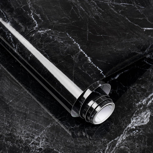 Black Marble Peel and Stick Wallpaper 17.7in*118in,Black Marble Contact Paper Self Adhesive,DIY Waterproof Granite Vinyl Film for Kitchen Bathroom...