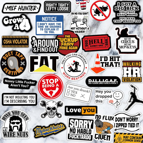 170 PCS Hard Hat Stickers (Dirty) for Tool Box, Helmet, Funny Stickers for Adults, Prank Meme Vinyl and Waterproof Decals for Mechanics, Electrici...