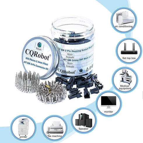 JST SM 2.5 mm Pitch 2-Pin JST Connector IC Male Plugs, Female Sockets Housing and Male/Female T-Shaped Crimp Terminal Connector. 50 Sets/300 Piece...