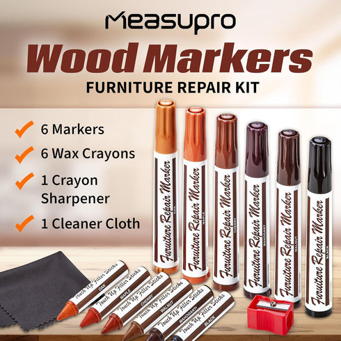 Wood Scratch Repair Kit Markers - Set of 13 - Scratch & Stain Markers, Furniture Repair Pens for Touch-Up on Wood Furniture, Tables, Desks, Bedpos...