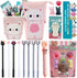 Kawaii Cute Stationary Set Pop Up Pencil Case,8 x Cat Pens,10-in-1 Multi Color Pen,2 x Stickers Cat Sticky Notes Page Markers and Fun Erasers Pack...
