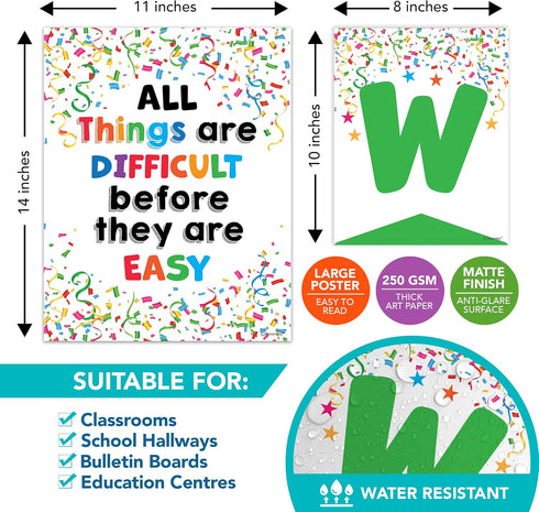 Decorably Welcome Posters for Classroom - 15 Confetti Classroom Decor, Confetti Themed Classroom Decorations, Welcome Sign for Bulletin Board, Con...