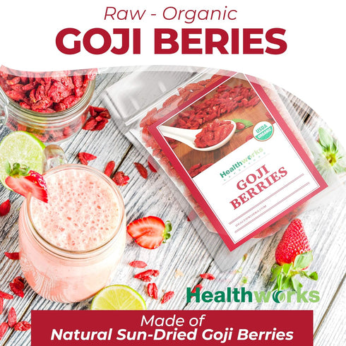 Healthworks Superfoods Organic Dried Goji Berries - 8 Oz - 1 Pack - Vegan and Non-GMO -Certified Organic Raw Sun-Dried Goji Berries...