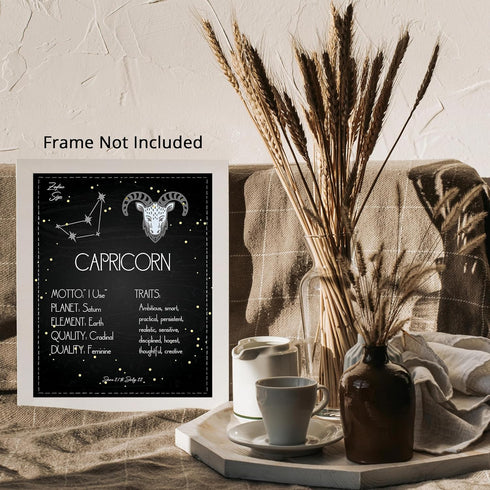 Posterizer 1 pcs-Astrology Posters-Zodiac Sign Capricorn-Astrology & Zodiac Art-Astronomy- Gift for Steampunk Astrology Lovers-Living Room Bedroom...