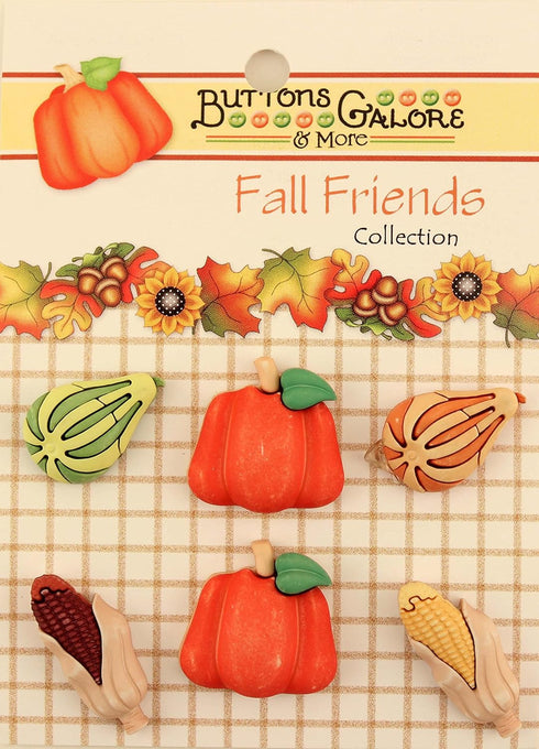 Buttons Galore Fall Friends 3D Buttons-Set of 6 Cards...