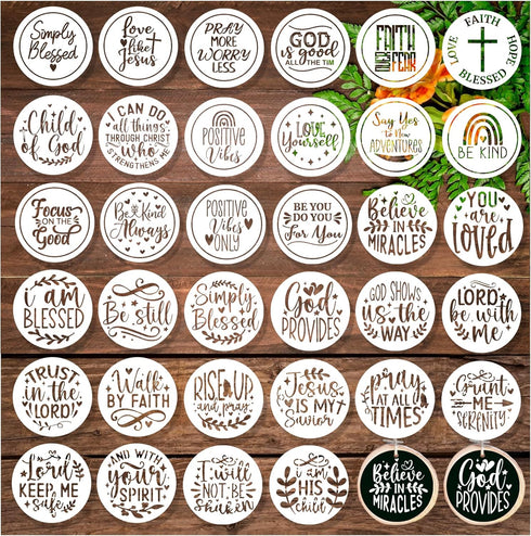 34 Pieces Inspirational Word Stencils 3 in Motivational Quotes Stencils Reusable Christian Saying Stencils for Painting on Wood Signs Wall Home De...