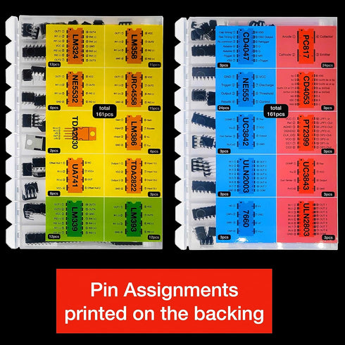 EEEEE IC kit 161 pcs, 20 models Chip Assortment Set Analog Integrated Circuits Electronics Parts Opamp Pack, 555 Timer Components, Op Amp, Oscilla...