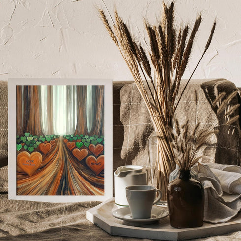 Posterizer 1 pcs-love grows here-heart forest-Valentine's day inspired -1-Romantic Art-Holiday Poster-Gift for Couples boyfriend girlfriend Husban...