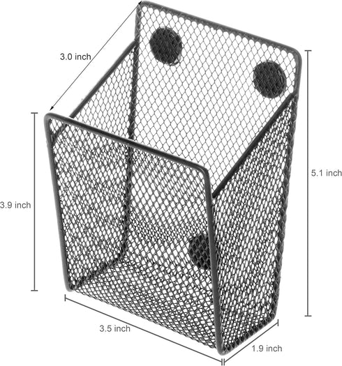 MyGift Black Metal Mesh Magnetic Office Supplies Pen Pencil and Marker Holder, Whiteboard Accesories Storage Basket, School Locker Organizer Acces...