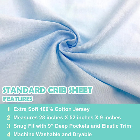 American Baby Company Fitted Crib Sheet 28" x 52", Soft Breathable Neutral 100% Cotton Jersey Sheet, Baby Blue, for Boys and Girls, Fits Crib and ...