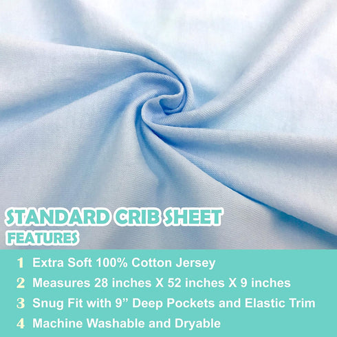 TL Care Fitted Crib Sheet 28" x 52", Soft Breathable Neutral 100% Cotton Jersey Sheet, Blue, for Boys and Girls, Fits Crib and Toddler Bed mattres...
