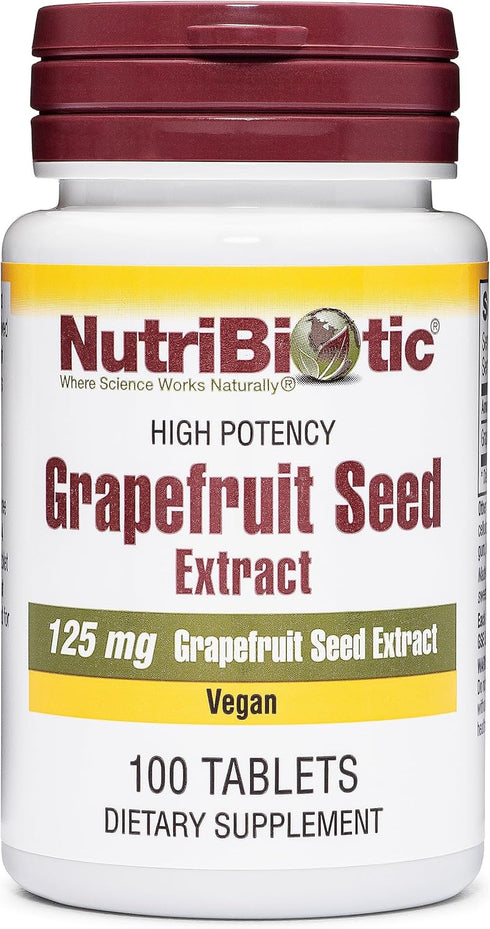 NutriBiotic – Grapefruit Seed Extract Tablets 125mg, 100 Count | Premium Grade GSE with Bioflavonoids | Potent Immune & Overall Health Support | E...