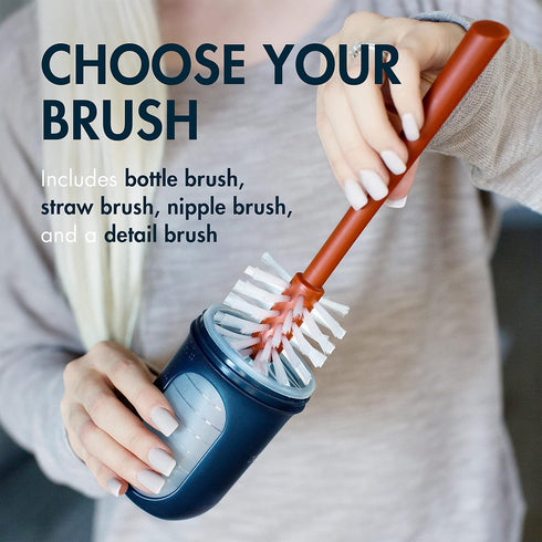 Boon Mod Replacement Baby Bottle Brushes - Includes Bottle Cleaner Brush, Straw Cleaner Brush, Nipple Brush and Detail Brush for Baby Bottles - Ne...