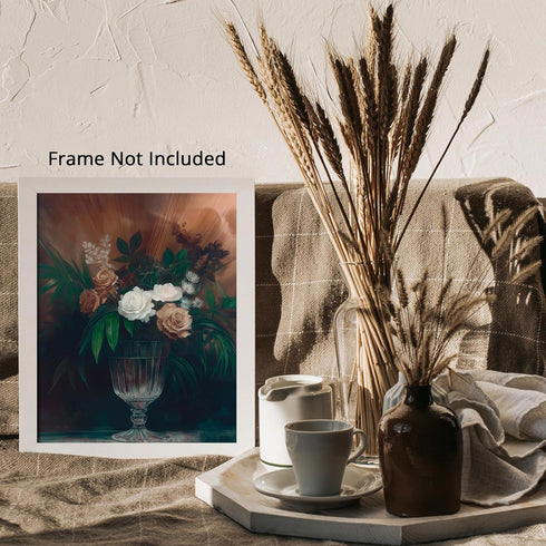 Posterizer 1 pcs-lush arrangement of roses and wild flowers 1-Floral & Botanical Art Gift for Art Lovers Decor for Home & Office- unframed wall ar...