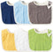 Zainpe 6Pcs Snap Muslin Cotton Baby Bibs for Boys Girls Blue Green Feeding Bib Adjustable Neutral Gray Burp Cloths with 6 Absorbent Soft Layers fo...