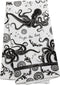 Karma Gifts KA101944 Black And White Boho Tea Towel,Cotton, Octopus 18" x 22"...
