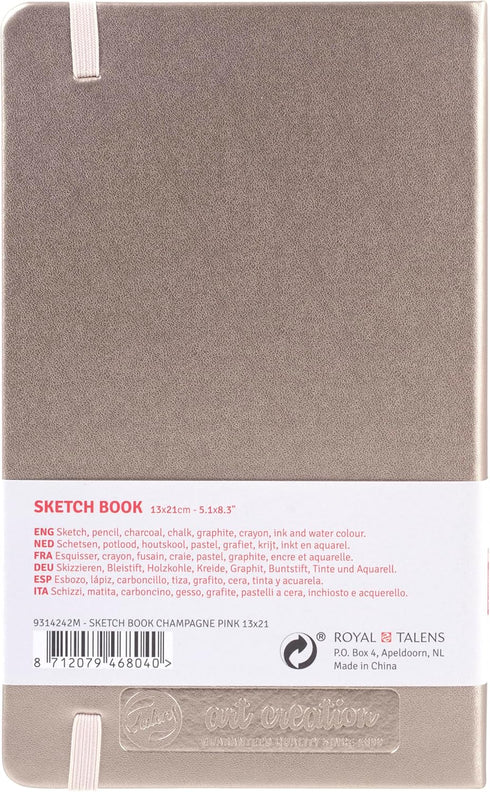 Talens Art Creation T9314-242M 454488 Talens Art Creation Sketchbook, Drawing Notebook, 5.1 x 8.3 inches (13 x 21 cm), Pink Champagne, Thickness 5...
