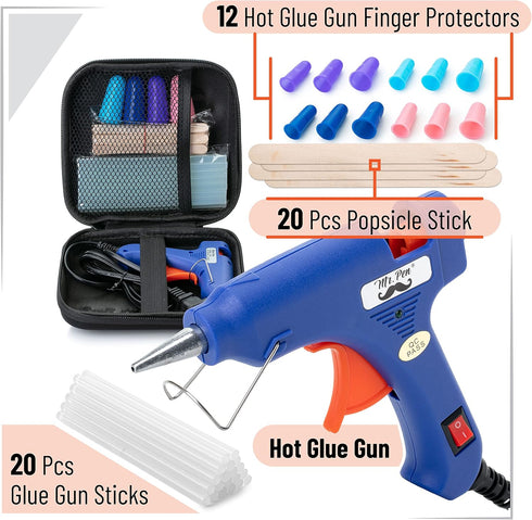 Mr. Pen– Hot Glue Gun Kit, Hot Melt Glue Gun Mini with 20pcs Glue Gun Sticks and 20Wood Craft Sticks and 8Finger Protector, Hot Glue Gun, Glue Gun...