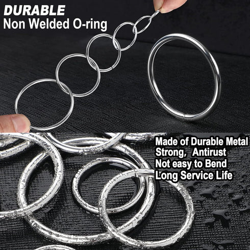 90Pcs 6 Sizes Silver Metal O Rings Multi-Purpose Heavy Duty Round Ring for Hardware Bags Belts Dog Leashes Hanging Basket DIY Craft Supplies, 15mm...