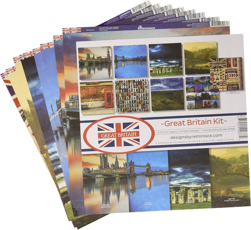 Reminisce Britain Scrapbook Collection Kit, Multi Color Palette 12-x-12-Inch...