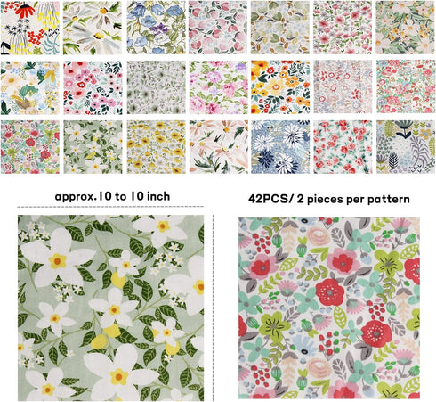 42-10" Precut Fabric Quilt Squares Layer Cake Fabric Bundles for Quilting Printed Floral for Sewing Fabric Squares …...