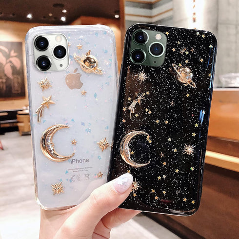 Bonitec for Apple iPhone 11 Pro Case 3D Bling Planet Glitter with Space Sparkle Moon Star Universe Flexible Soft TPU Protection Shockproof Protect...