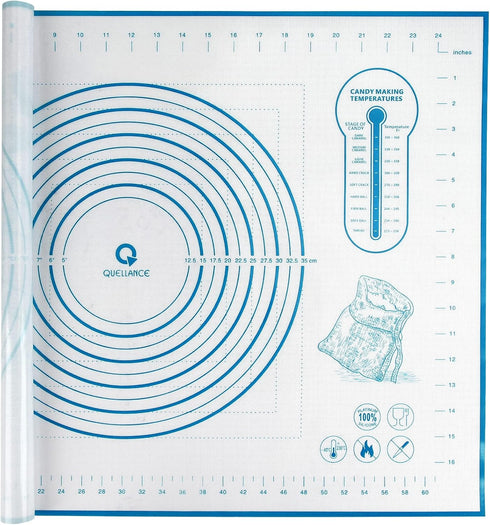 Silicone Baking Mat with Measurements, Pastry/Fondant/Dough Rolling Counter/Oven Liner Mat, 20''(W)28''(L) Blue...