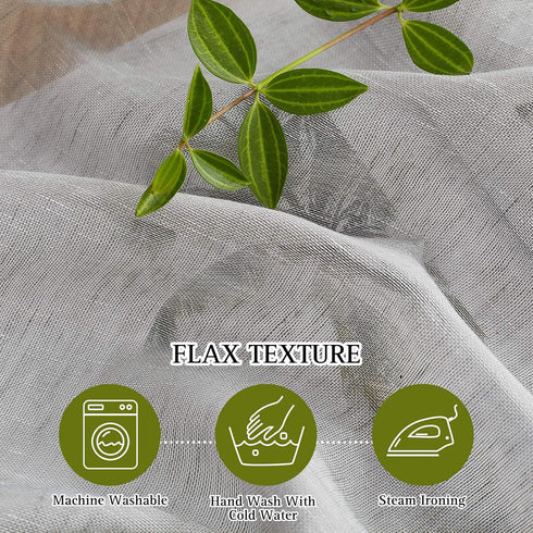 NICETOWN Linen Textured Semi Sheer Curtains 63 inches Length, Eyelet Top Bedroom Window Privacy Translucent Light Filtering Flax Sheer Drapes for ...