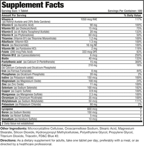 Bronson ONE Daily Men’s Complete Multivitamin Multimineral Once-Daily Multi for Active Men, 180 Tablets...