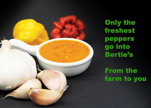 Bertie's Original Pepper Sauce (10 Oz/300ml) | Great Flavour And Heat | Made With Fresh Trinidad Moruga Red And Scotch Bonnet Yellow Peppers | Tas...