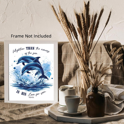 Posterizer 1 pcs-Mightier Than the Waves-Bible Verse Decor-Religious Posters-Quotes-Gifts for Christians-Decor for Church, Sunday School Classroom...