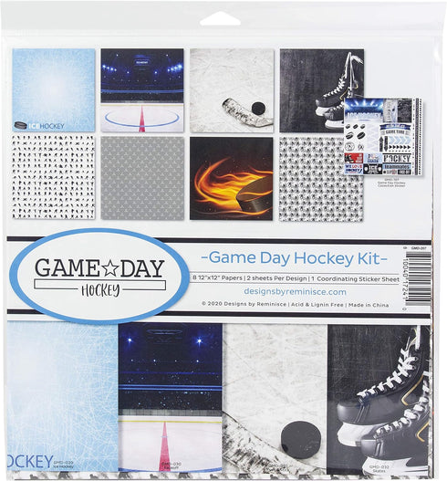 Reminisce Game Day Hockey Scrapbook Collection Kit Paper Crafts, Multi Color Palette, 12x12 inches...