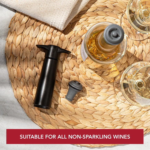 Vacu Vin Original Wine Saver with 4 Vacuum Bottle Stoppers – Black Wine Preserver Pump for Red or White Wine – Manual Air Remover System – Airtigh...
